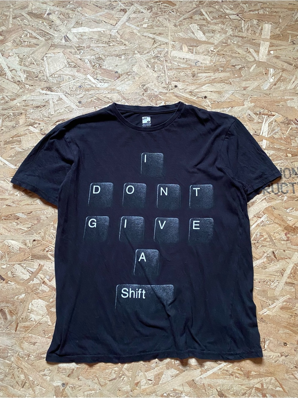 Funny Black Graphic Short-Sleeve Tee with Keyboard Key Print